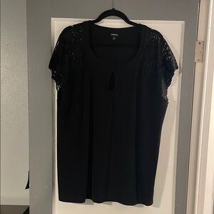 Torrid Black Lace Sleeve Top